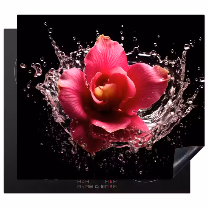 Inductie beschermer - Bloemen - Roze - Water - Zwart - Botanisch - Natuur